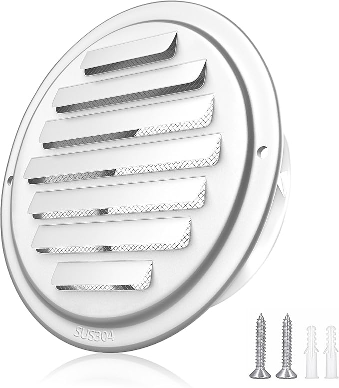 6'' Shiny Silver Paint Stainless Steel Air Vents, Louvered Grille Cover Vent by puunkeey