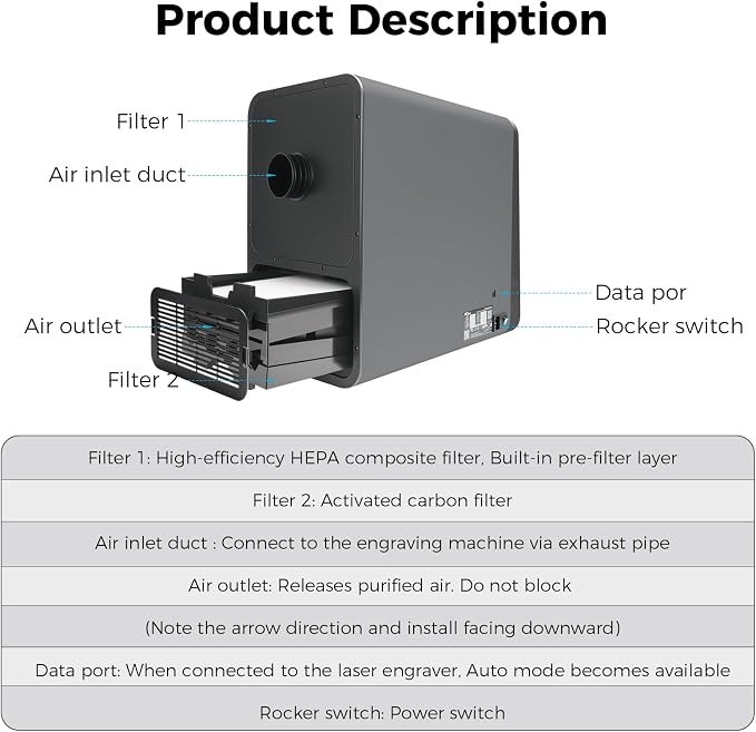 Creality Falcon AP1 Smart Smoke Purifier, 360° Full-circle Purification - Image 7