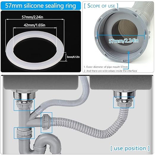 6PCS 57mm Flat Silicone Sealing Gaskets - Image 2