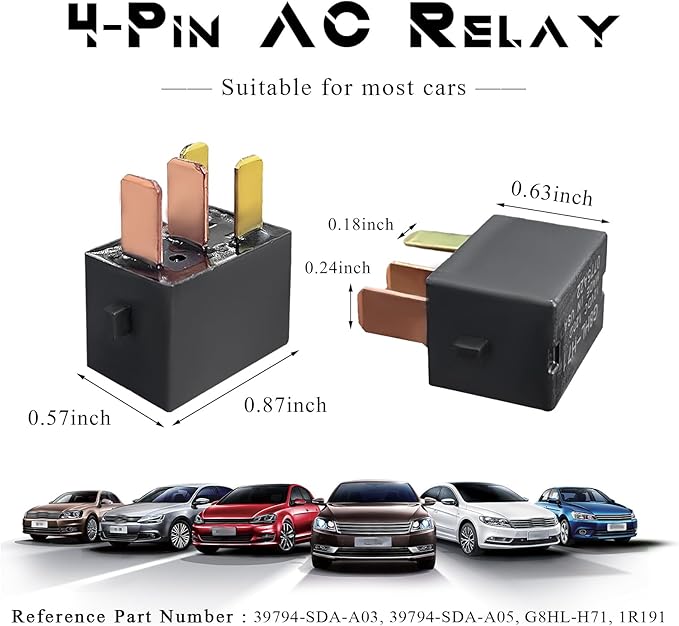 Yourkar 2 PCS Car AC Relay, G8HL-H71-12VDC 4 Pins AC and Starter Relays - Image 2