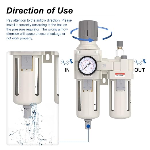 AIRZOE 3/4" NPT Compressed Air Filter Regulator Lubricator Combo, Air - Image 4