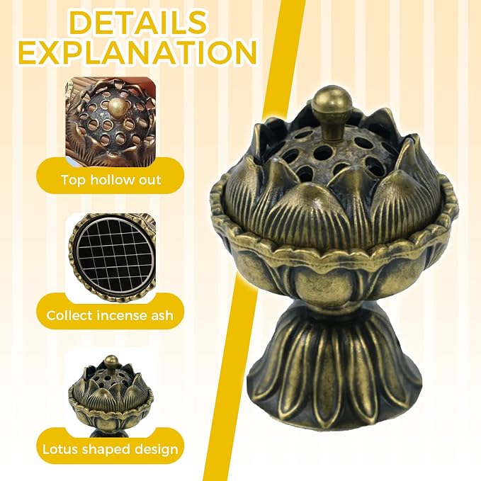 1PCS Lotus Incense Holder, Vintage Cone Incense Burner - Image 6