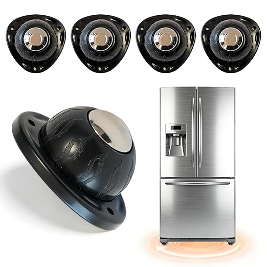 Black Stainless Steel Self Adhesive Caster Wheels – 4 Pack Large Profile Swivel by Zerobe