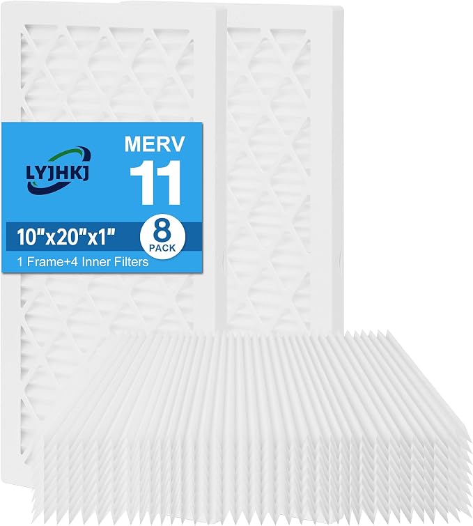 10x20x1 MERV 11 Air Filter, Quality AC/HVAC Furnace Filter，2 Reusable ABS Frame by LYJHKJ