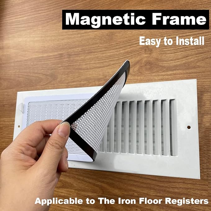 White Floor Register Vent Screen Cover 4"x10" Magnetic - Image 2