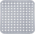 Yimobra Square Shower Mat Non Slip, Super Strong Suction Cups, 21"x21" Bath Tub Mat with Drain Holes, Machine Washable Fast Draining Bath Mats, Bathroom Essentials,Clear Gray