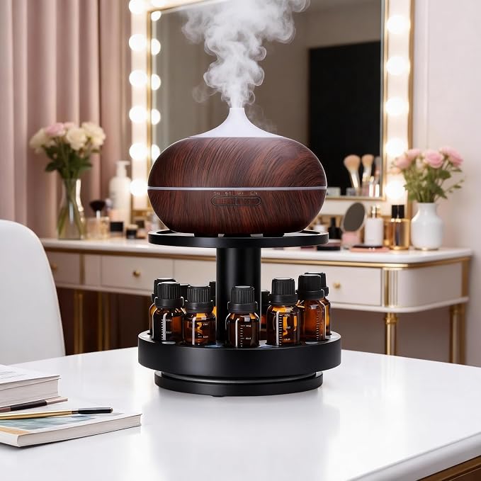 TJ.MOREE Bamboo Essential Oil Organizer 2-Tier Carousel Holder, Fits 5 ml to 30 - Image 6