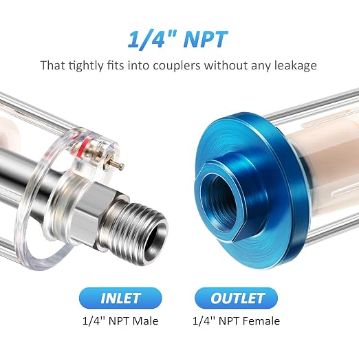 3 Pcs Compressed Air Filter Water Oil Separator 1/4 Inch NPT Inlet and Outlet - Image 4