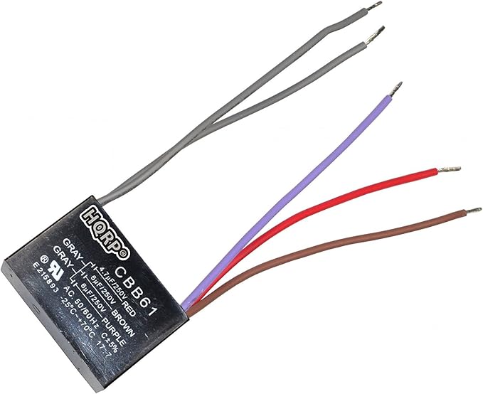 HQRP Capacitor Compatible with Hampton Bay Ceiling Fan 4.7uf+6uf+6uf 5-Wire UL by HQRP