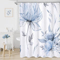 Long Boho Watercolor Floral Shower Curtain 72 x 78, Blue and Grey Ink Painting Style Flower Shower Curtains for Chic Elegant Bathroom, Artistic 78 Inch Long Fabric Shower Curtain