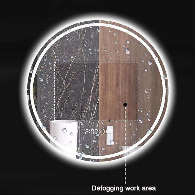 Round Bathroom Mirror with LED Lights and Demister，Round LED Bathroom Mirror - Image 5