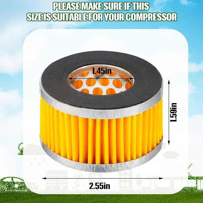 8 Pcs Air Compressor Replacement Filter Elements 2.6 x 1.6 Inch Piston Type Air - Image 2