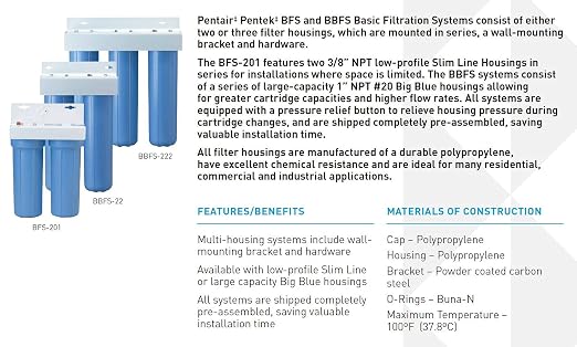 Pentair Pentek BBFS-22 Big Blue Two-Housing Filtration System, Holds 20" x 4.5" - Image 3