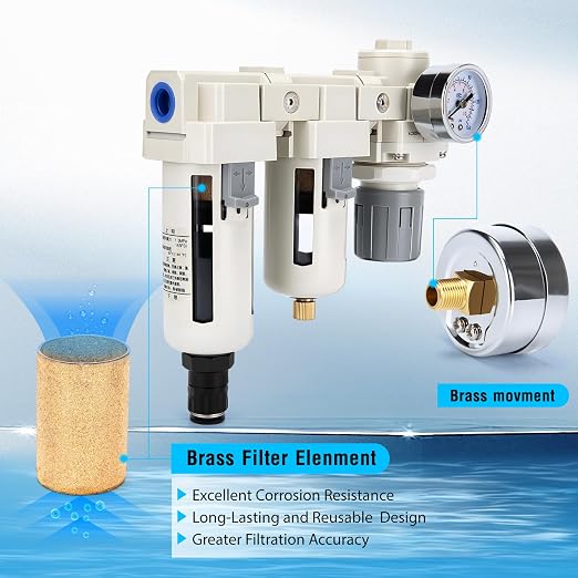 Air Pressure Regulator 3/8 NPT Auto Drain and Semi-Auto Drain Double Air Filters - Image 3
