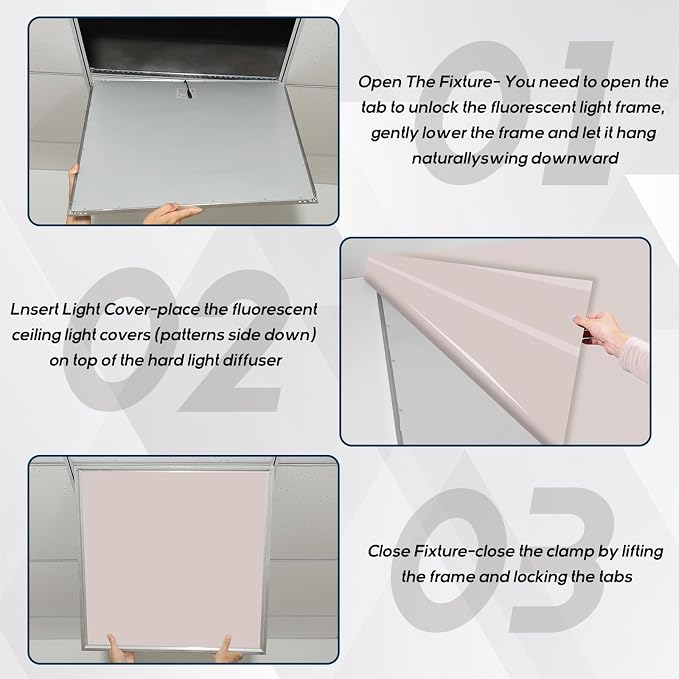 Amylove 4 Pcs Fluorescent Light Covers Classroom Ceiling Panels Light Filters - Image 5