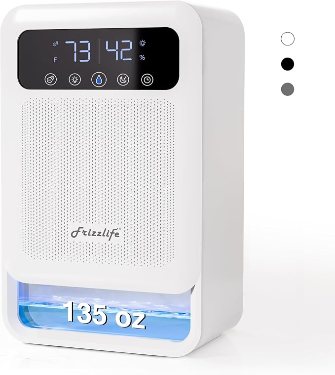 Frizzlife DH80 Air Dehumidifier, 135oz Water Tank W/Purifying Function by FRIZZLIFE