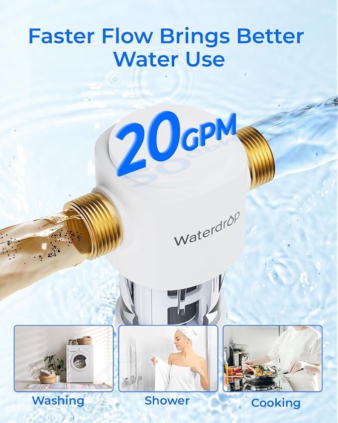 Waterdrop Spin Down Sediment Filter, Reusable Whole House Water Filter System - Image 7