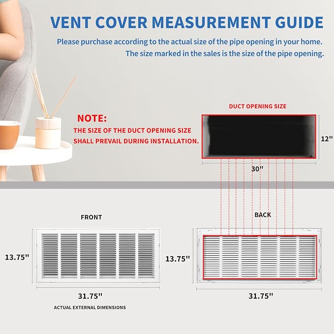 30x12 Return Air Grille, Return Air Vent Cover - Image 4