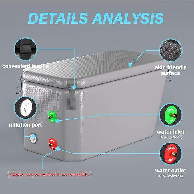 DEEPTIME Angled Portable Ice Bath Tub Cold Plunge (Gray) | For Athletes Fitness Recovery, Outdoor Cold Plunge, Chiller Compatible