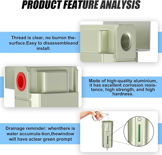 3/4" NPT Industrial Aluminium Air Compressor Moisture Filter, Air Desiccant - Image 5