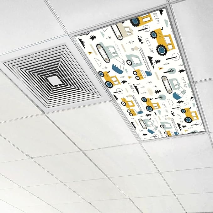 6 Pcs Fluorescent Light Covers for Ceiling Lights Colorful Construction Vehicle - Image 6
