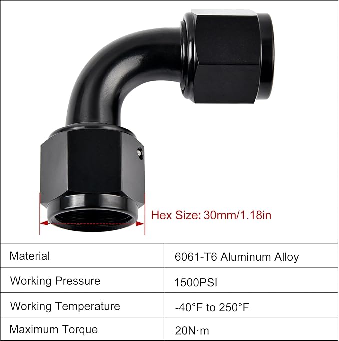 EVIL ENERGY 12AN Female to 12AN Female 90 degree Swivel Coupler Fitting Union - Image 2