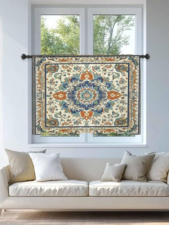Sheer Curtains 45 Inch Length, Southwest Farmhouse Semi Sheer Curtains Light - Image 4