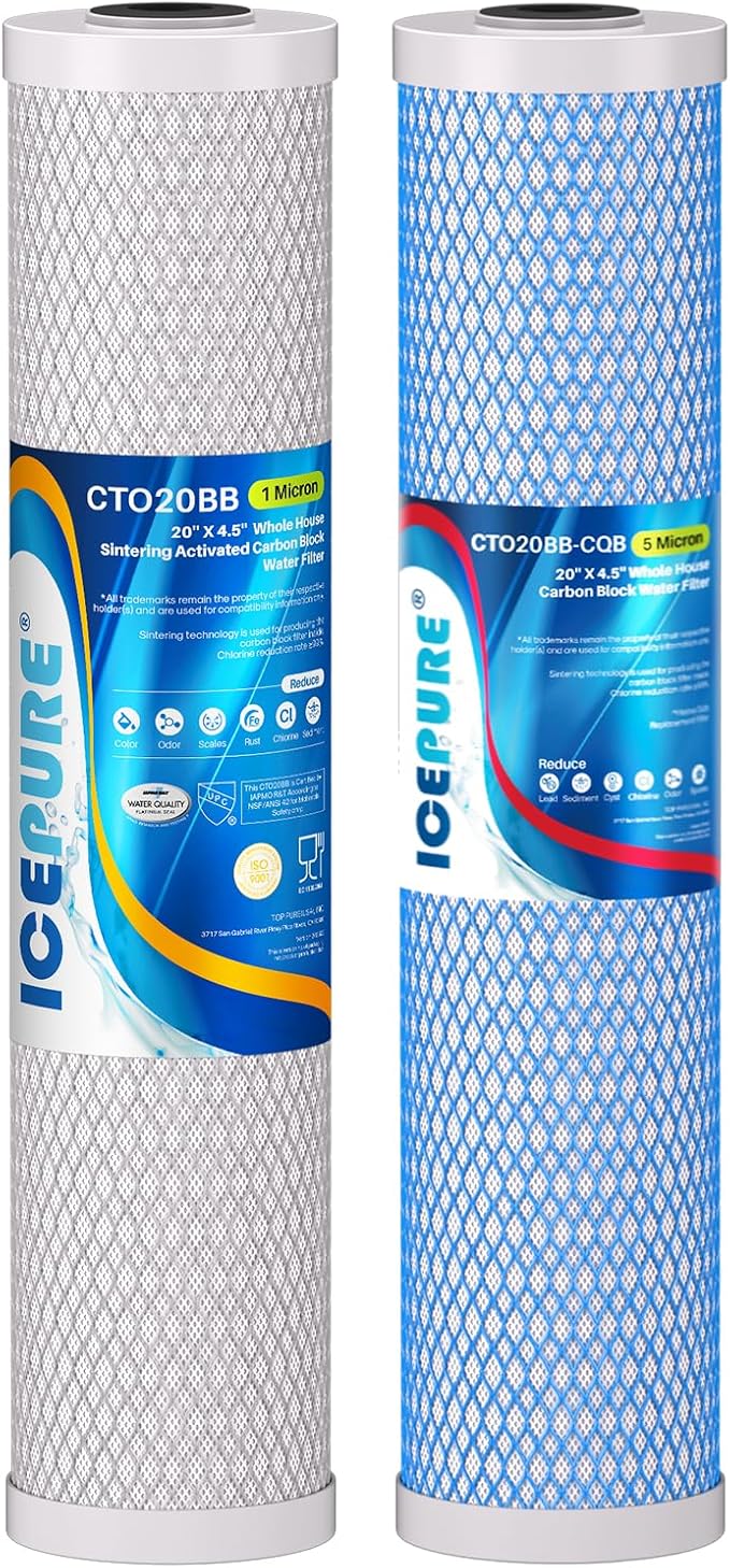 ICEPURE 4.5"x 20" Whole House Water Filter High Capacity Combo Set, Carbon by ICEPURE
