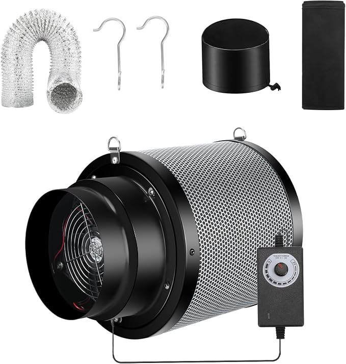 MELONFARM Air Filtration Kit 6", Built-in 14cm Fan Low Nois Carbon Filter by MELONFARM