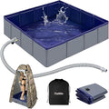 Upgraded Portable Shower Pan, 41" x 41" x 10" Outdoor Shower Base with Detachable Drain Pipe, Foldable Camping Shower Base for Beach, RV, and Indoor
