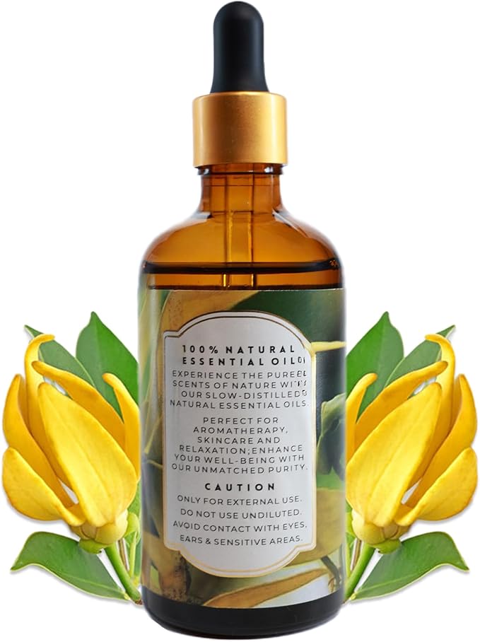 Luxurious YLANG YLANG Essential Oil by Enhanced Essentials|Slow Distilled & Pure| for Home,Diffusers,Skin Care,Aromatherapy,Bath, Massage,Perfume,Gifting,Soap and Candle Making|3.38 Fl Oz (100 ml)