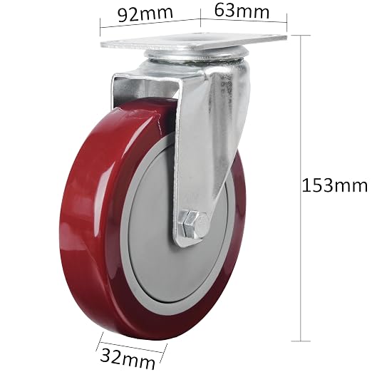 Finnhomy 5 Inch Casters Wheels Set of 4 Heavy Duty Plate Swivel Casters - Image 3