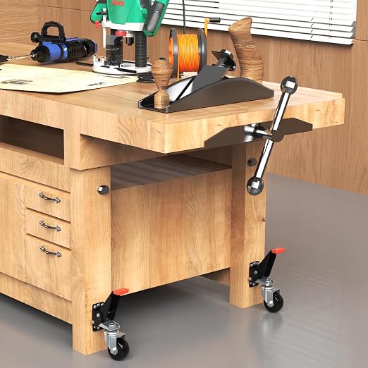SPACEKEEPER Workbench Casters kit 720 Lbs Retractable Casters Heavy Duty Bench - Image 7