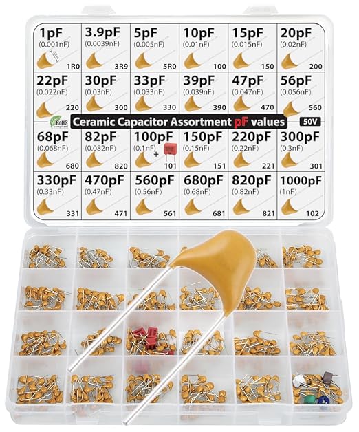 pF Values - Box Capacitor Kit Assortment 485 pcs 24 Values, All pF: 1pF by Unknown