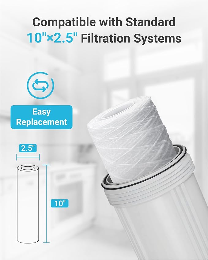 AQUA CREST AP110 5 Micron 10"x2.5" String Wound Whole House Water Filter - Image 7