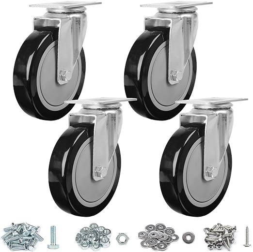 Finnhomy 5 Inch Caster Wheels Set of 4 Heavy Duty Plate Swivel Casters by Finnhomy
