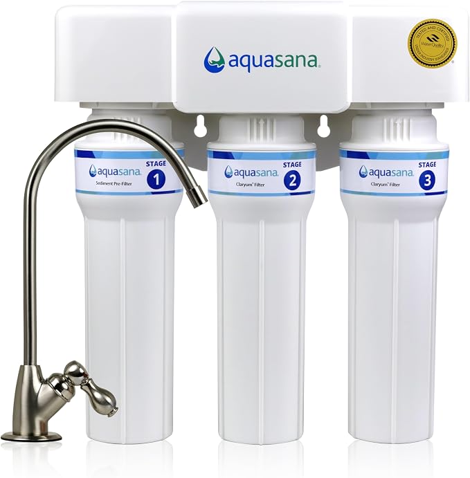 Aquasana Under Sink Water Filter | 3-Stage Max Flow Claryum Filtration | WQA by Aquasana