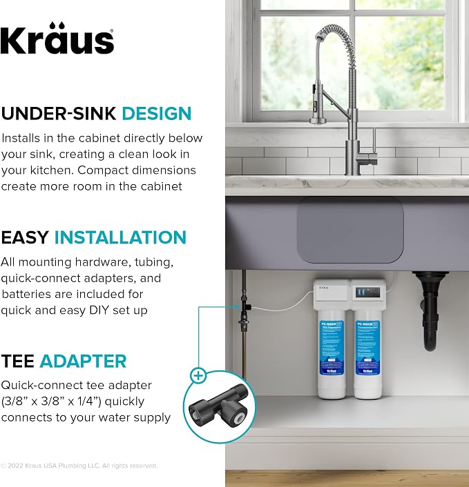 KRAUS Purita 2-Stage Carbon Block Under-Sink Water Filtration System - Image 2