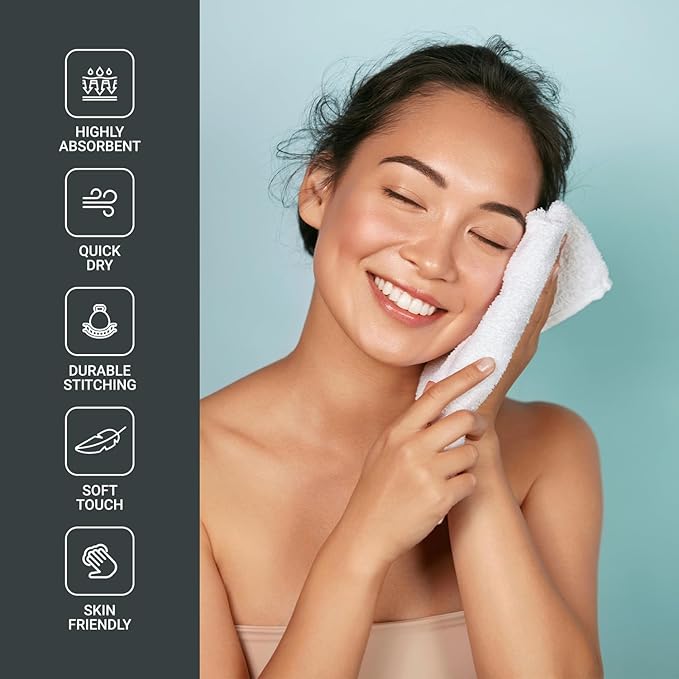 Infinitee Xclusives Luxury Wash Cloths for Showering [13x13] – 100% Cotton Washcloths [Pack of 4], Soft and Absorbent Face Towels for Bathroom Wash Clothes, Gym, and Spa (Shadow Grey)