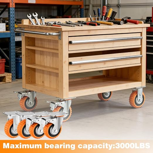 5 Inch Heavy-Duty Polyurethane Caster Wheels–360° Swivel & Dual-Lock Brake - Image 2