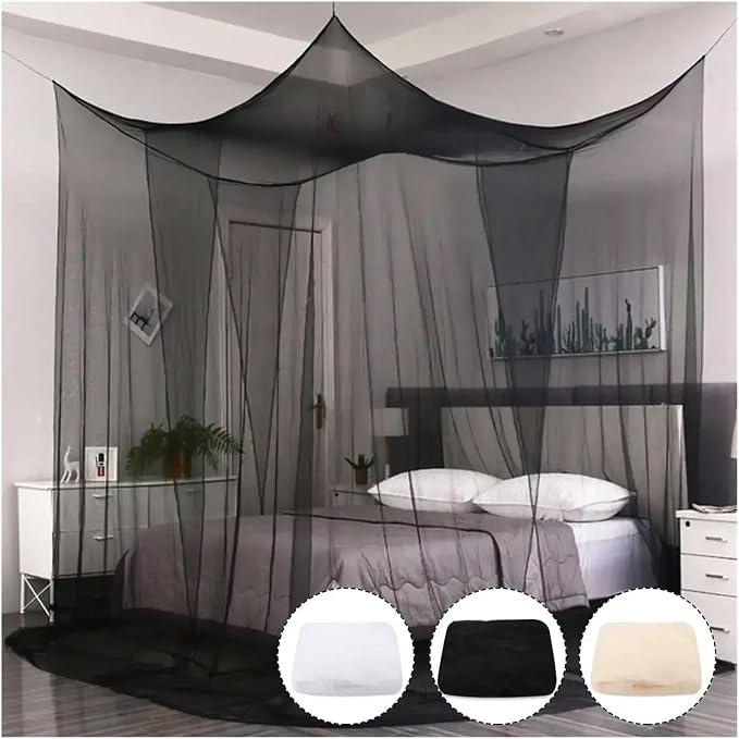 Canopy Bed Curtains Black/White/Beige Elegant Lace Canopy Curtain - Image 3