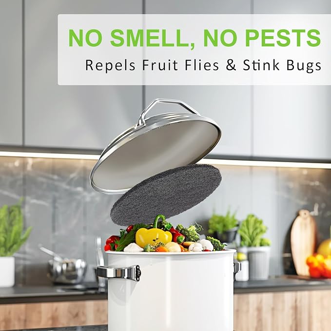 ddLUCK 6 Pack Kitchen Compost Bin Filter, Round Food Waste Bins Activated - Image 2