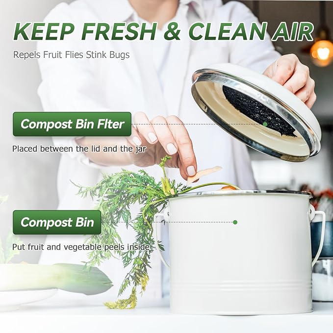 Charcoal Filters for Compost Bucket, 12 Pack Compost Bin Filter, 6.7 inch - Image 3