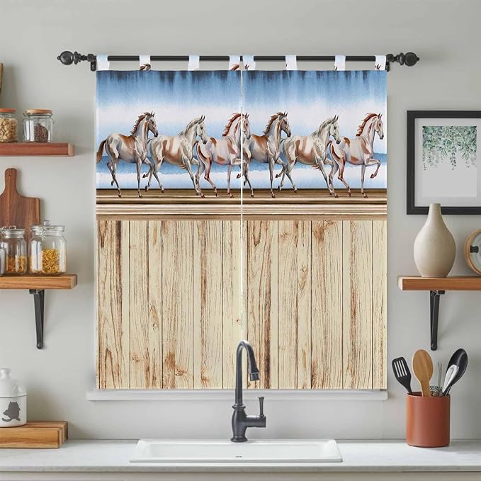 Western Horse Bedroom Curtains 72 Inch Length, Window Curtains Tab Top - Image 3