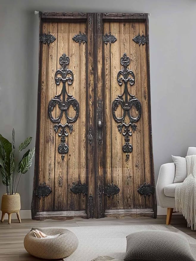Sheer Curtains 96 Inches Long, Barn Door Semi Sheer Curtains Light Filtering - Image 2