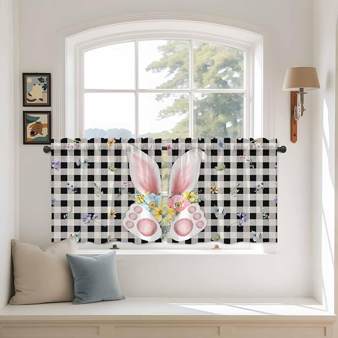 Easter Kitchen Tier Curtains 36 Inch Long 2 Panel Set, Rod Pocket Half Window by Unknown