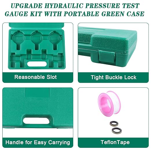 SINOCMP Hydraulic Pressure Test Kit, 3 Pressure Gauges 25Mpa/40Mpa/60Mpa 6 Test - Image 5