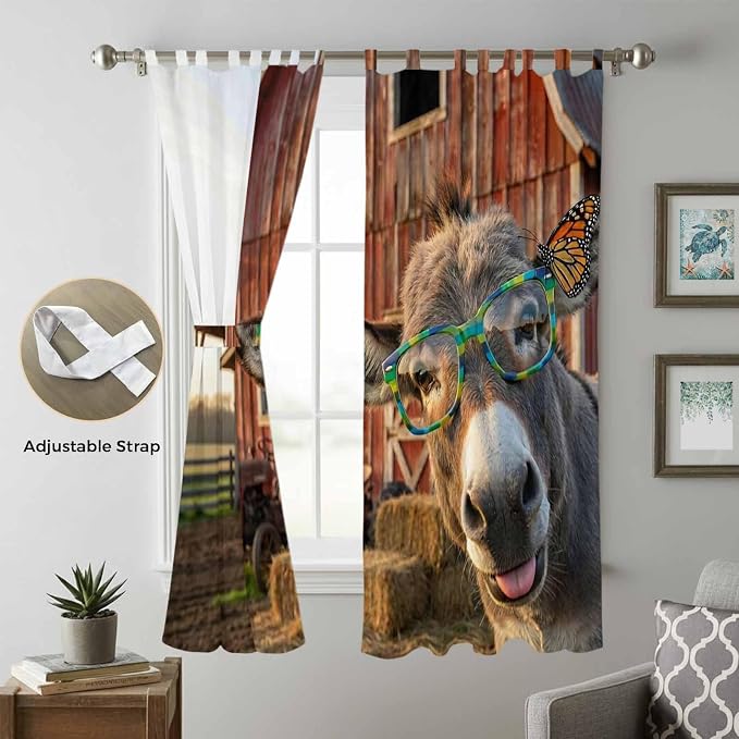 Farm Donkeys Living Room Curtains 96 Inch Length, Window Curtains Tab Top - Image 5