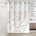 No Hook Shower Curtain Set with Snap in Fabric Liner for Bathroom,with See Through Top Window,Double Shower Curtain with Detachable Liner Replacement,Machine Washable,Pink Floral,71"x 74"