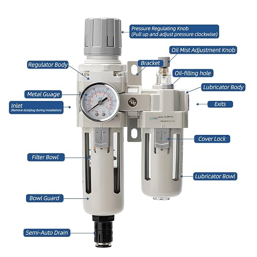 3/8" NPT Auto-Draining Air Filter Regulator Combo - Image 2